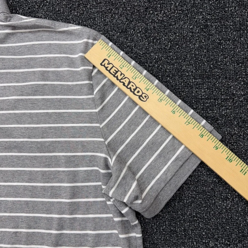 Polo Ralph Lauren Polo Shirt Mens XL Grey White Striped Pima‎ Soft Touch Golf